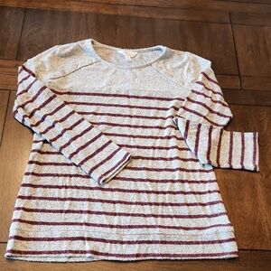 Striped Lightweight Sweater Marroon / Grey Women's Market Spruce Size Medium